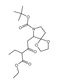 tert-butyl 6-(3-(ethoxycarbonyl)-2-oxopentyl)-1,4-dioxa-7-azaspiro[4.4]nonane-7-carboxylate Structure