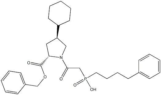 (4S)-4-Cyclohexyl-1-[[hydroxy(4-phenylbutyl)phosphinyl]acetyl]-L-Proline PhenylMethyl Ester Structure