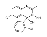 3-Amino-6-chloro-4-(2-chlorophenyl)-3,4-dihydro-4-hydroxy-2-methylquinazoline结构式