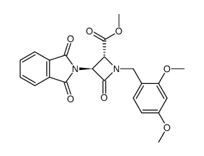 trans-1-(2,4-dimethoxybenzyl)-4-methoxycarbonyl-3-phthalimido-2-azetidinone结构式