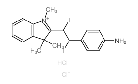 3H-Indolium,2-[2-(4-aminophenyl)-1,2-diiodoethyl]-1,3,3-trimethyl-, chloride, hydrochloride(1:1:1)结构式