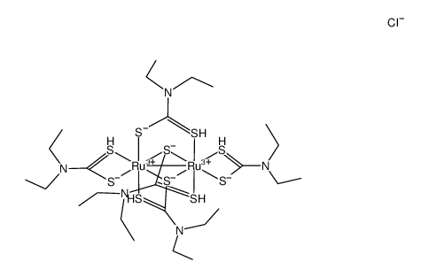 β-pentakis(diethyldithiocarbamato)diruthenium(III) chloride结构式