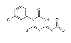 N-(5-(3-chlorophenyl)-4-(methylthio)-6-oxo-5,6-dihydro-1,3,5-triazin-2(1H)-ylidene)nitramide结构式