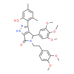 5-[2-(3,4-dimethoxyphenyl)ethyl]-3-(2-hydroxy-4,6-dimethylphenyl)-4-(3,4,5-trimethoxyphenyl)-4,5-dihydropyrrolo[3,4-c]pyrazol-6(2H)-one结构式