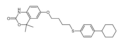 6-[4-(4-cyclohexyl-phenylmercapto)-butoxy]-4,4-dimethyl-4H-3,1-benzoxazin-2-one结构式