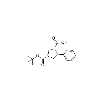 (3R,4S)-1-(Tert-butoxycarbonyl)-4-phenylpyrrolidine-3-carboxylic acid Structure