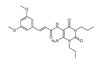 (E)-N-(6-amino-2,4-dioxo-1,3-dipropyl-1,2,3,4-tetrahydropyrimidin-5-yl)-3-(3,5-dimethoxyphenyl)acrylamide结构式