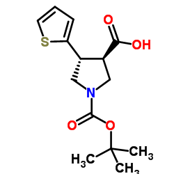 (3S,4S)-1-{[(2-Methyl-2-propanyl)oxy]carbonyl}-4-(2-thienyl)-3-py rrolidinecarboxylic acid picture
