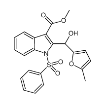 1-benzenesulfonyl-2-[hydroxy-(5-methyl-furan-2-yl)-methyl]-1H-indole-3-carboxylic acid methyl ester Structure