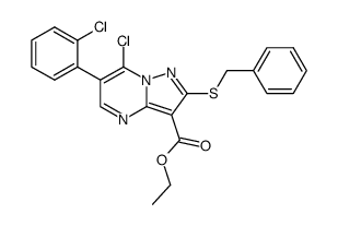 2-benzylthio-7-chloro-6-(2-chlorophenyl)-3-ethoxycarbonylpyrazolo[1,5-a]pyrimidine结构式