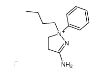 3-amino-1-butyl-1-phenyl-4,5-dihydro-1H-pyrazol-1-ium iodide Structure