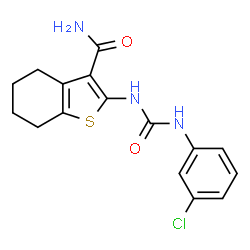 2-(3-(3-chlorophenyl)ureido)-4,5,6,7-tetrahydrobenzo[b]thiophene-3-carboxamide structure