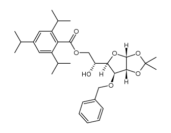 3-O-benzyl-1,2-O-isopropylidene-6-O-(2,4,6-triisopropylbenzoyl)-α-D-glucofuranose结构式