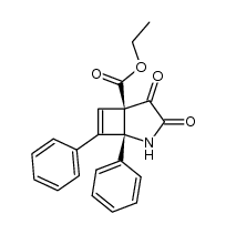 dl.(1R*,5S*)-5-Ethoxycarbonyl-1,7-diphenyl-2-azabicyclo[3.2.0]hept-6-ene-3,4-dione结构式