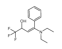 (E)-1,1,1-trifluoro-4-diethylamino-4-phenyl-but-3-en-2-ol结构式