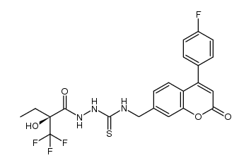 (S)-N-((4-(4-fluorophenyl)-2-oxo-2H-chromen-7-yl)methyl)-2-(2-hydroxy-2-(trifluoromethyl)butanoyl)hydrazinecarbothioamide Structure