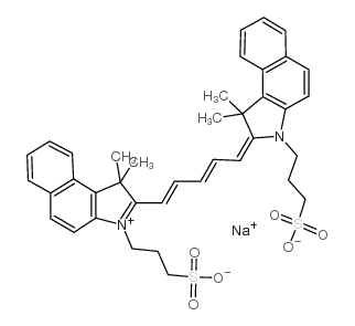 2-[5-[1,3-二氢-1,1-二甲基-3-(3-磺酸基丙基)-2H-苯并[E]吲哚-2-亚基]-1,3-戊二烯基]-1,1-二甲基-3-(3-磺酸基丙基)-1H-苯并[E]吲哚内盐钠盐结构式