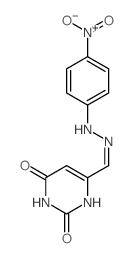 4-Pyrimidinecarboxaldehyde,1,2,3,6-tetrahydro-2,6-dioxo-, 4-[2-(4-nitrophenyl)hydrazone] structure