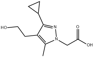 2-(3-Cyclopropyl-4-(2-hydroxyethyl)-5-methyl-1H-pyrazol-1-yl)acetic acid structure