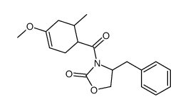 4-benzyl-3-((1-methoxy-5-methylcyclohexen-4-yl)carbonyl)-2-oxazolidinone structure
