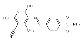 p-[(5-cyano-2,6-dihydroxy-4-methyl-3-pyridyl)azo]benzenesulphonamide结构式