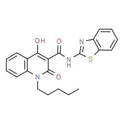 N-(1,3-benzothiazol-2-yl)-4-hydroxy-2-oxo-1-pentyl-1,2-dihydro-3-quinolinecarboxamide结构式