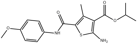 Isopropyl 2-amino-5-{[(4-methoxyphenyl)amino]-carbonyl}-4-methylthiophene-3-carbo structure