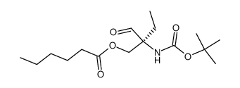 (2S)-tert-butoxycarbonylamino-2-ethyl-3-n-hexanoyloxy-1-propanal结构式