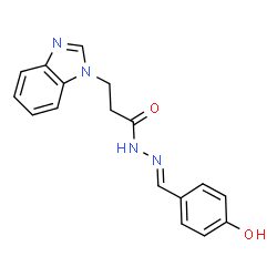 (E)-3-(1H-benzo[d]imidazol-1-yl)-N-(4-hydroxybenzylidene)propanehydrazide结构式