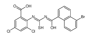 2-[[[[(5-BROMO-1-NAPHTHALENYL)CARBONYL]AMINO]THIOXOMETHYL]AMINO]-3,5-DICHLORO-BENZOIC ACID结构式