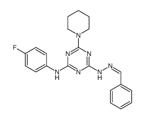 2-N-(benzylideneamino)-4-N-(4-fluorophenyl)-6-piperidin-1-yl-1,3,5-triazine-2,4-diamine结构式