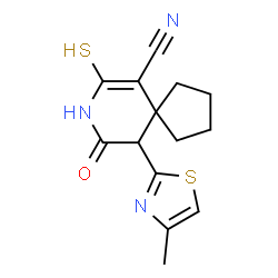 7-mercapto-10-(4-methyl-1,3-thiazol-2-yl)-9-oxo-8-azaspiro[4.5]dec-6-ene-6-carbonitrile Structure