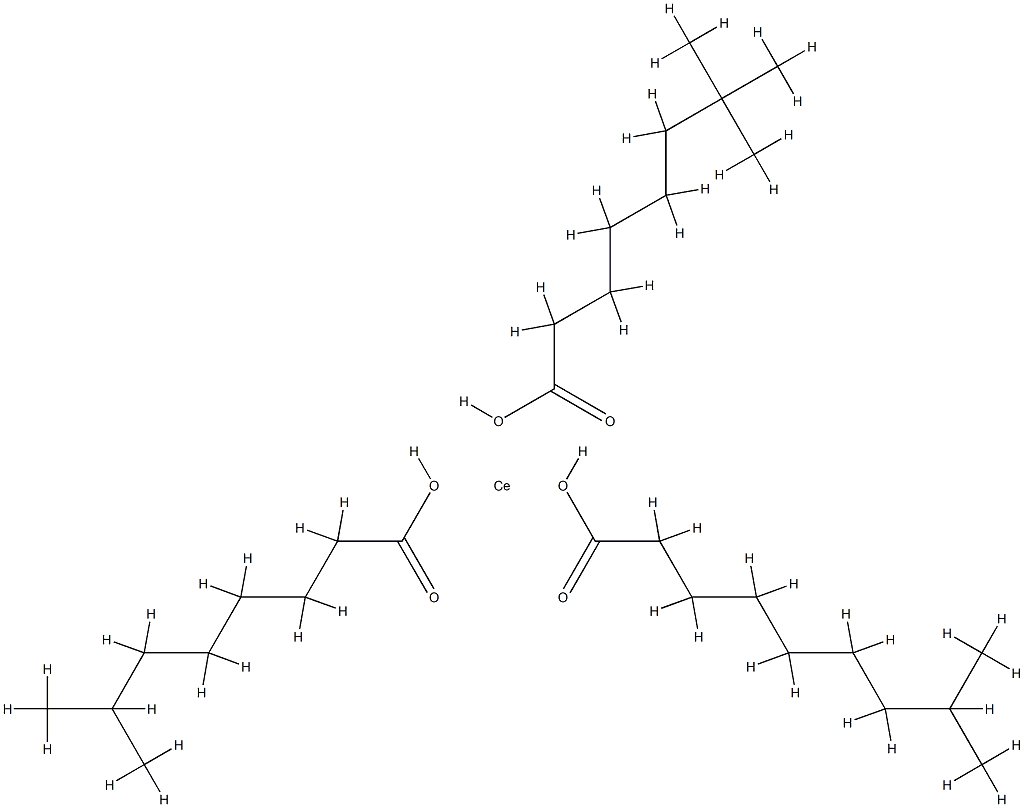 (isodecanoato-O)(isononanoato-O)(neodecanoato-O)cerium structure