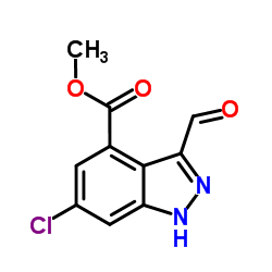 6-CHLORO-4-METHOXYCARBONYL-3-INDAZOLECARBOXALDEHYDE结构式