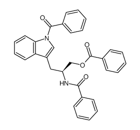 Benzoic acid (S)-2-benzoylamino-3-(1-benzoyl-1H-indol-3-yl)-propyl ester结构式