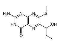 2-amino-6-(1-hydroxypropyl)-7-(methylthio)pteridin-4(3H)-one结构式