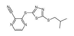 3-(5-(isobutylthio)-1,3,4-thiadiazol-2-ylthio)pyrazine-2-carbonitrile Structure