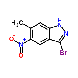 3-溴-6-甲基-5-硝基-1H-吲唑结构式