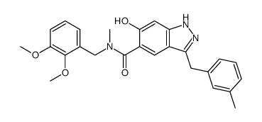 5-[N-(2,3-dimethoxybenzyl)-N-methylaminocarbonyl]-3-(3-methylbenzyl)-6-hydroxy-1H-indazole Structure