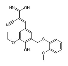 (E)-2-cyano-3-[3-ethoxy-4-hydroxy-5-[(2-methoxyphenyl)sulfanylmethyl]phenyl]prop-2-enamide Structure