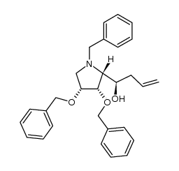 (2R,3S,4R)-N-benzyl-3,4-bis(benzyloxy)-2-[(1R)-1-hydroxy-3-butenyl]pyrrolidine Structure