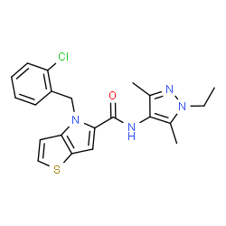 4-(2-Chlorobenzyl)-N-(1-ethyl-3,5-dimethyl-1H-pyrazol-4-yl)-4H-thieno[3,2-b]pyrrole-5-carboxamide Structure