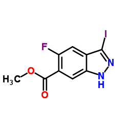 Methyl 5-fluoro-3-iodo-1H-indazole-6-carboxylate结构式