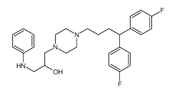1-anilino-3-[4-[4,4-bis(4-fluorophenyl)butyl]piperazin-1-yl]propan-2-ol结构式