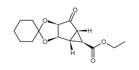 (3a'R,3b'R,4'S,4a'S,5a'R)-ethyl 5'-oxohexahydrospiro[cyclohexane-1,2'-cyclopropa[3,4]cyclopenta[1,2-d][1,3]dioxole]-4'-carboxylate Structure