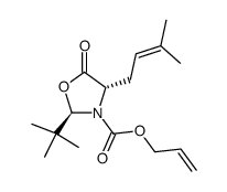 (2R,4S)-2-tert-Butyl-4-(3-methyl-but-2-enyl)-5-oxo-oxazolidine-3-carboxylic acid allyl ester结构式