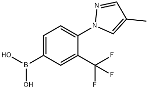 (4-(4-methyl-1H-pyrazol-1-yl)-3-(trifluoromethyl)phenyl)boronic acid结构式