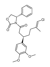 (6E)-(3(3R),4S)-3-[7-chloro-3-(3,4-dimethoxyphenyl)-6-methylhept-6-enoyl]-4-phenyloxazolidin-2-one结构式