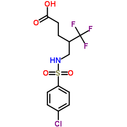 4-(([(4-CHLOROPHENYL)SULFONYL]AMINO)METHYL)-5,5,5-TRIFLUOROPENTANOIC ACID结构式