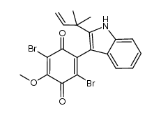 2,5-dibromo-3-methoxy-6-(2-(2-methylbut-3-en-2-yl)-1H-indol-3-yl)cyclohexa-2,5-diene-1,4-dione Structure